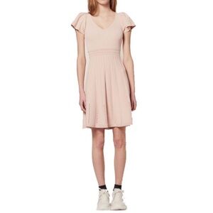 Sandro Paris Fit and Flare Knit Dress, Pink / Blush, Size 6